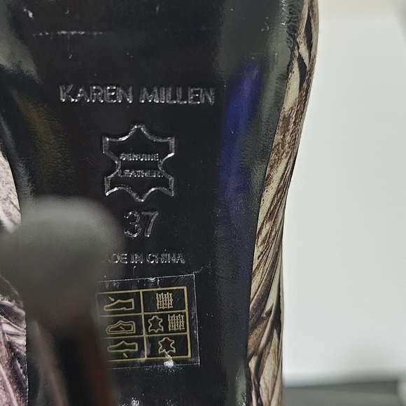 Karen Millen Brown And Black Peep Toe Platform Heels Size 6 - Picture 10 of 10